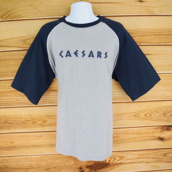 Caesars Short Sleeve Shirt‎ Mens Sz XL Gray Heathered Cotton Blend Crew Neck NWT - Picture 1 of 6